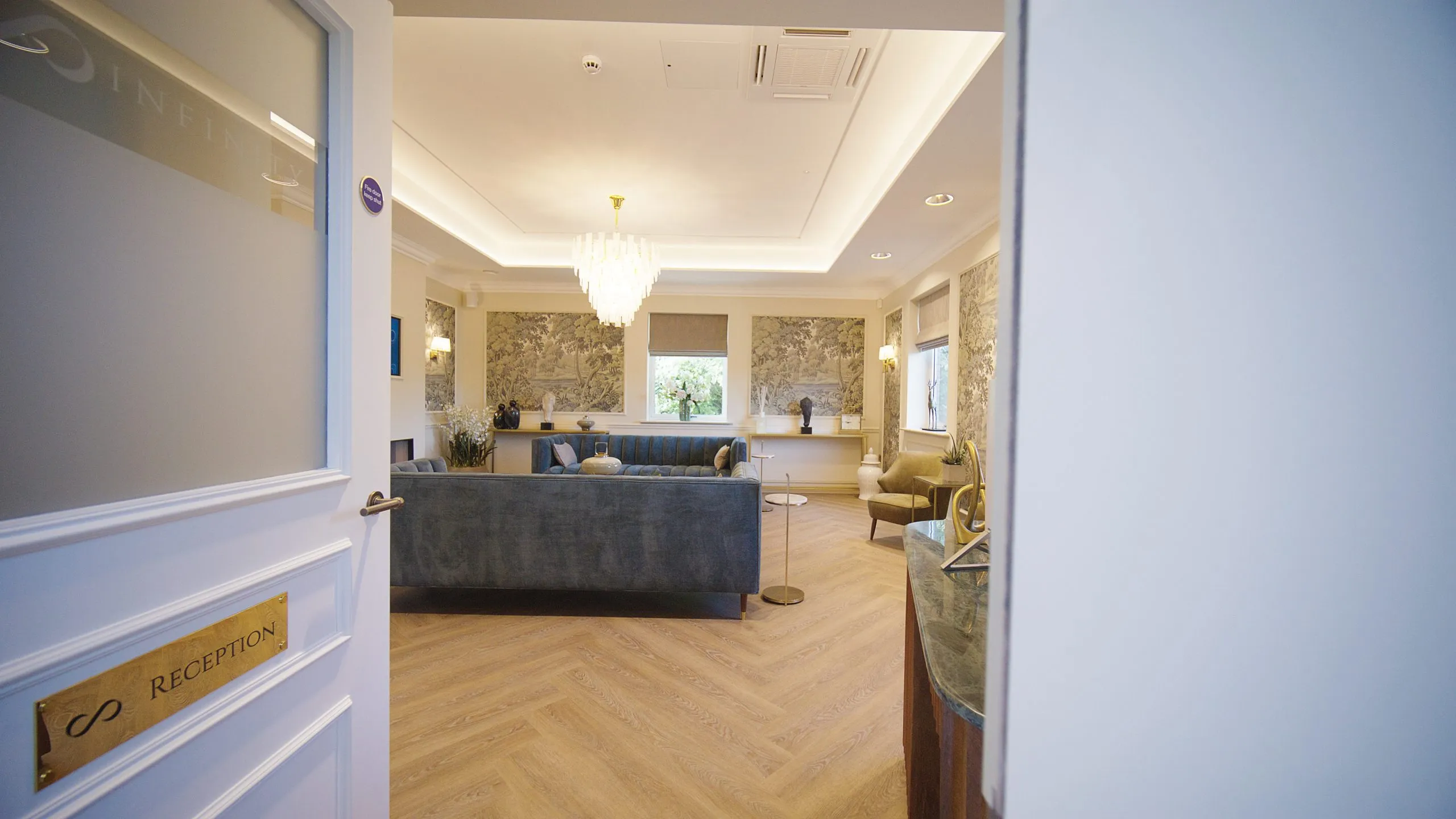 View into the reception lounge at Infinity Dental Suite, Harrogate
