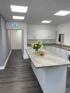 Completed staff room with granite worktops at Queensway Dental, Billingham