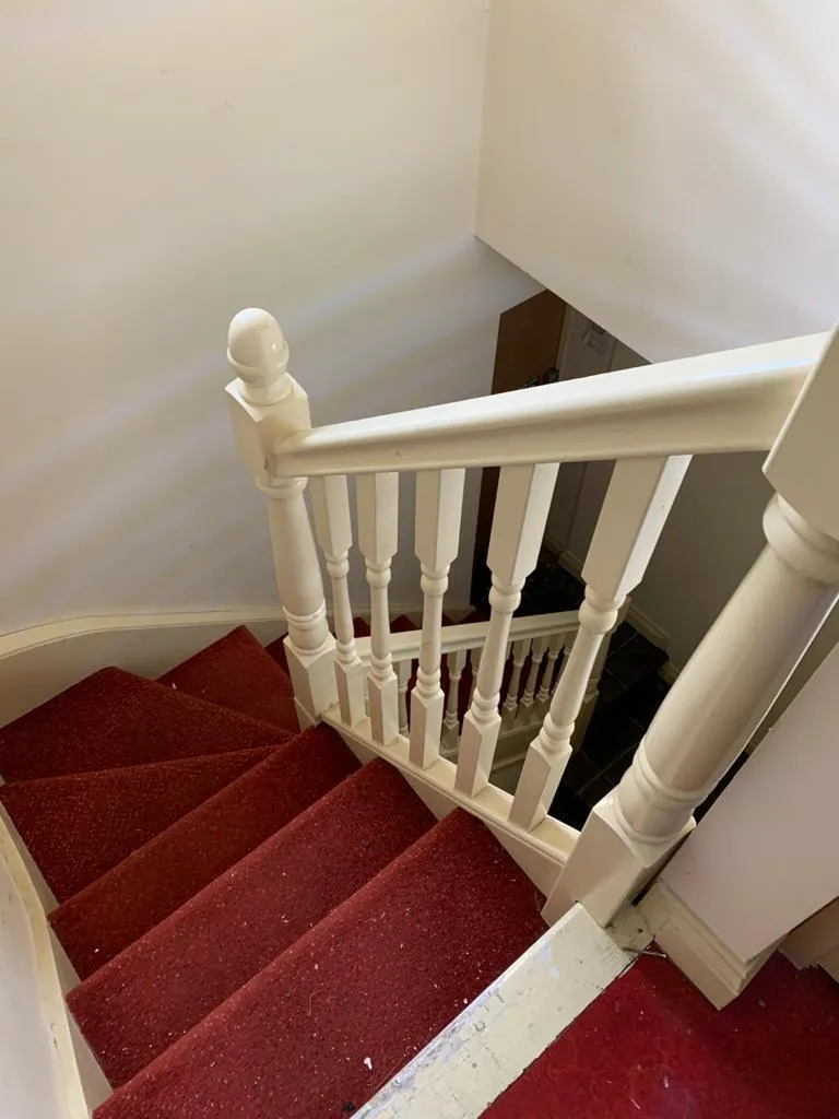 Before the refurbishment: the original staircase at the Blossom Cosmetic Clinic building, York