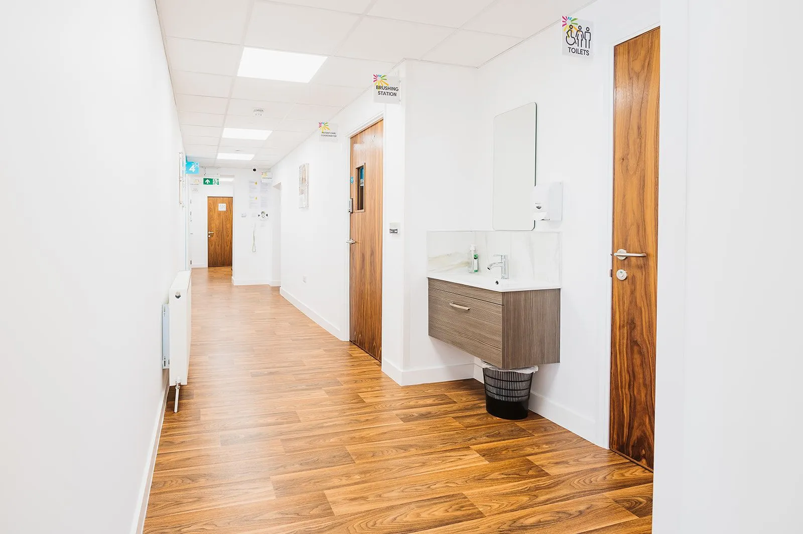 Corridor to the surgeries at Bright Orthodontics, Ormskirk