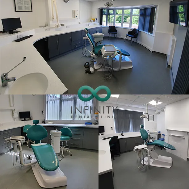 New surgeries with teal dental chairs installed at Infinity Dental Clinic, Leeds