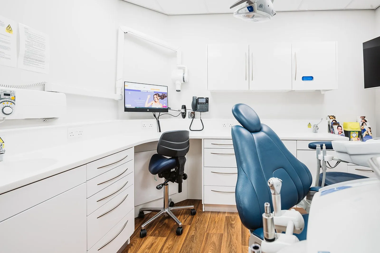 Clinical workstation and cabinetry in a surgery at Bright Orthodontics, Widnes